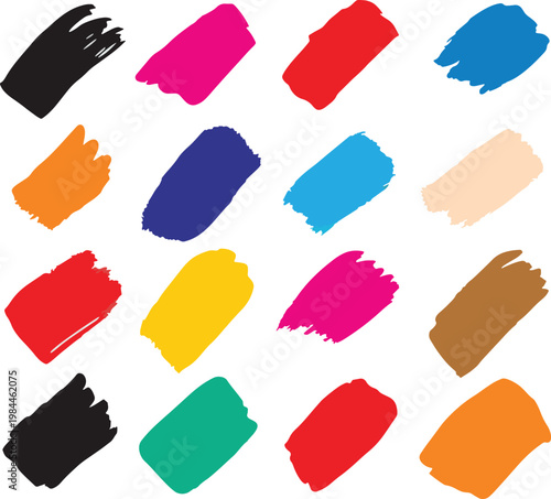 Colorful paint brush stroke set vector design element for artistic background .

