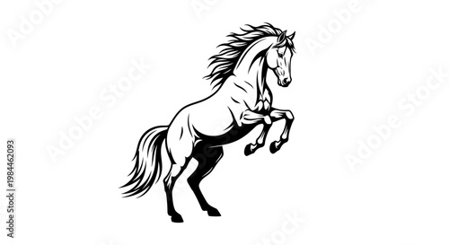 Elegant black and white horse illustration symbol of strength and freedom