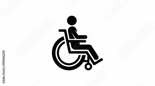 Accessibility Wheelchair Disabled Person Mobility Support Inclusive Design International Symbol of Access Vector Icon Black White Style Modern Flat Graphic