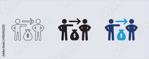 A money transaction, financial exchange between two parties. transferring funds, such as paying, lending, or investing money. used in finance apps, business websites, and banking illustrations.
