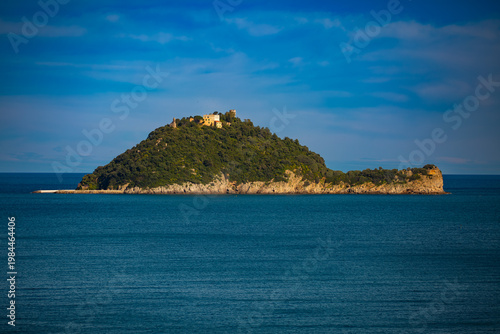 Gallinara Island, Ligurian coast, in the Riviera di Ponente, municipality of Albenga, Province of Savona, Liguria. Nature reserve in the Ligurian Sea