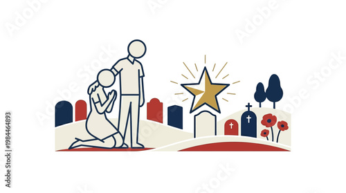 Mourning Family at Memorial Grave