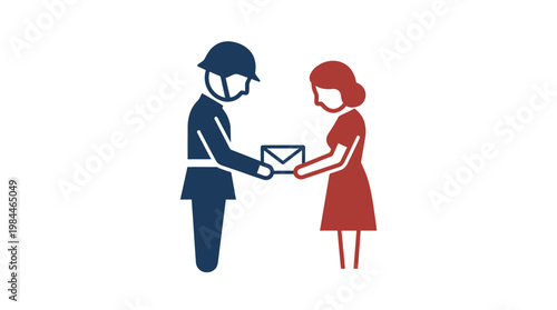 Mail Carrier Handing Letter to Woman