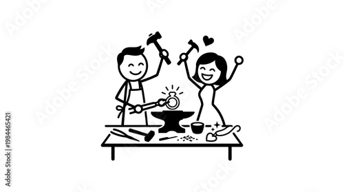 Jeweler's Workshop Couple Crafting A Ring