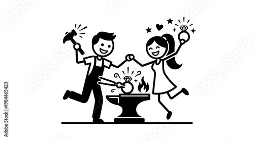 Jeweler Crafting a Ring for a Happy Couple