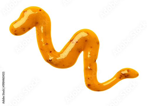 Fotografie Yellow dressing sauce dripping fluid on transparent background