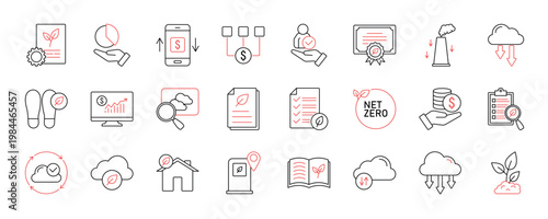 Carbon Credits icon collection set. Containing design green, environment, eco, co2, sustainable, net zero, greenhouse and more.