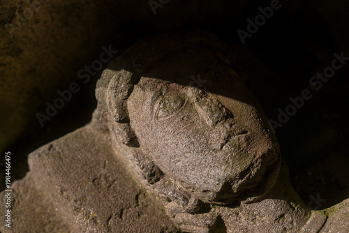 Ancient Stone Carving in Irish Cemetery Historical Detail