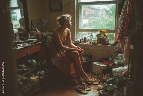 Wallpaper Mural Young adult at home in natural light authentic lifestyle portrait Torontodigital.ca