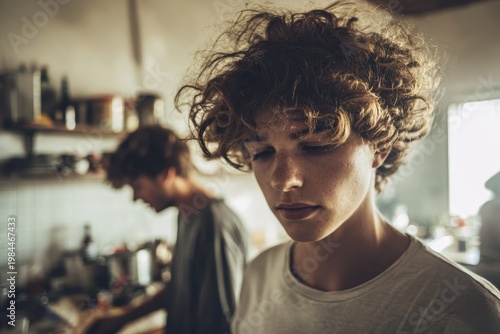 Wallpaper Mural Young adult at home in natural light authentic lifestyle portrait Torontodigital.ca