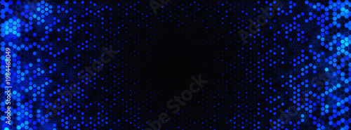 Blue Hex Background Digital Hexagon Pattern Abstract Gradient Texture for AI Machine Learning, Data Science Technology, Big Data Base, Medtech Biotech and Fintech Forum Presentation Backdrop. Vector