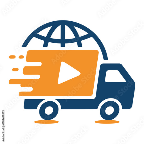 Streaming delivery truck symbolizing fast online video content distribution