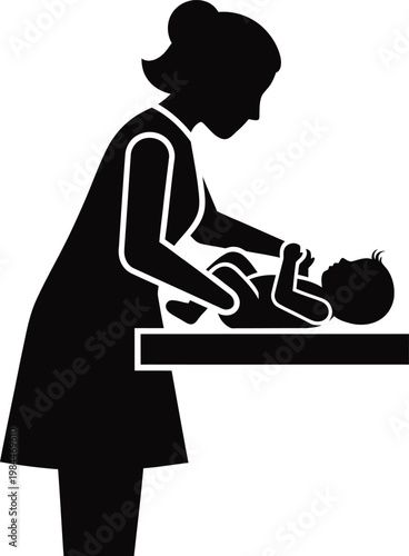 Mother swaddle baby solid icon, care and motherhood silhouette on white background