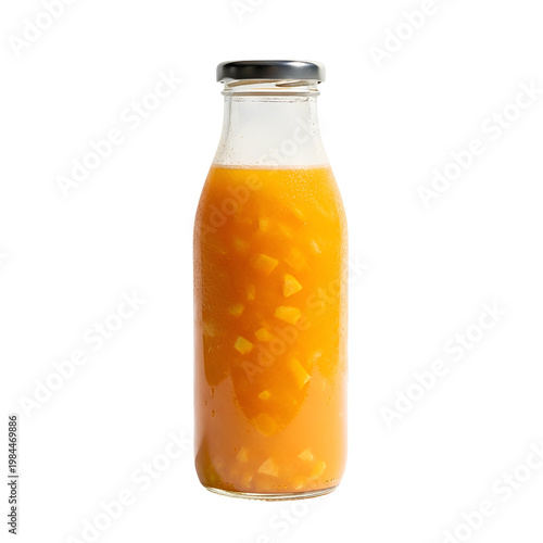 Refreshing Glass Bottle of Mango Juice with Pulpy Texture