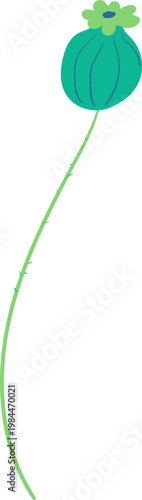 Poppy Seed Pod On Stem Cartoon