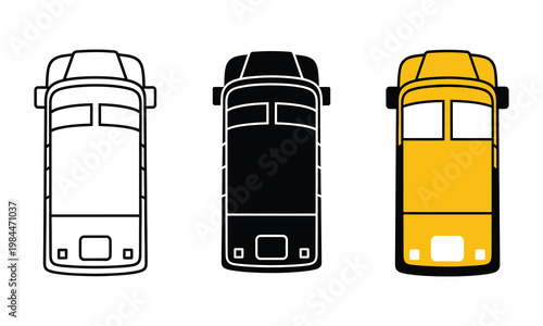 School bus variations outline solid and full color versions