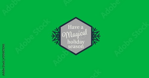 Have a magical holiday season text banner over snowflakes icons against black background