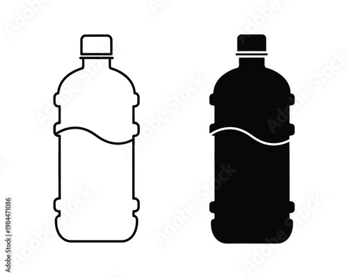 Two water bottle icons white and black silhouette versions