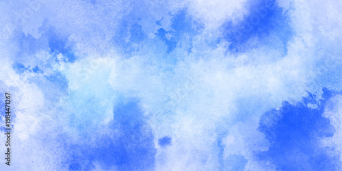Abstract white and blue isolated cloud cumulus clouds. blue aquarelle painted realistic fog or mist smoky textured canvas design. White and ash messy wall stucco texture background.