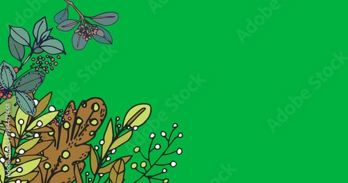 Digital animation of floral design with copy space on black background