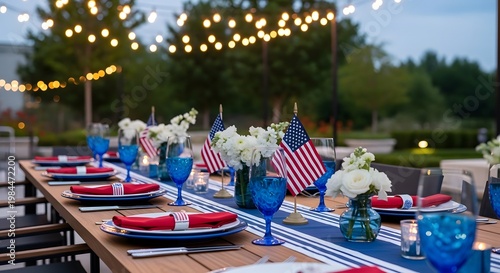 Patriotic Table Setting for 4th of July Dinner
