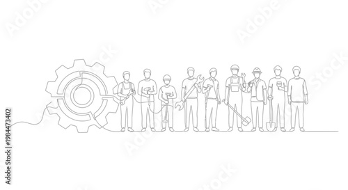 People standing in a line formation.