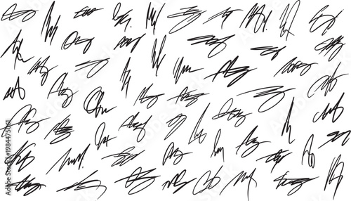 Abstract black and white sketch collection a dense arrangement of energetic brushstrokes and scribbles