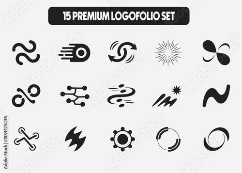 Premium Minimal Black Abstract Logo Icon Set – Modern Vector Symbols Collection

