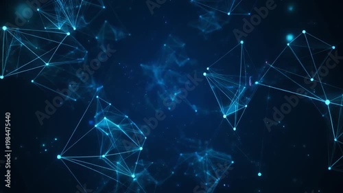 network abstract tech grid animation, animated vector nodes connected by glowing lines forming a dynamic digital network, subtle floating particle accents, smooth kinetic motion graphics, futuristic i