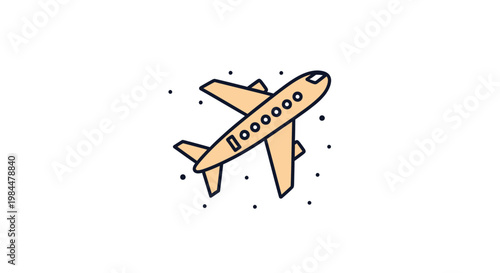 Hand-drawn airplane illustration, travel concept, doodle style
