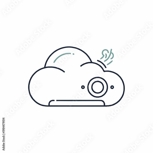 Minimalist cloud-shaped air purifier vector illustration with sleek design and subtle vapor emission