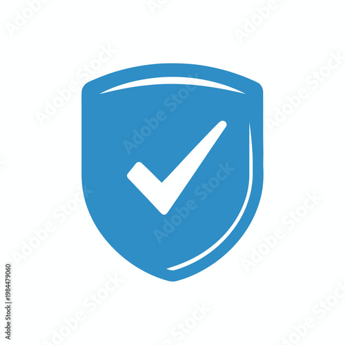 Fotografía Minimalist vector graphic icon depicting a blue shield with a white checkmark, s