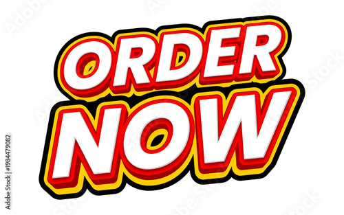 Fotografía Order now text label sticker promotion on transparent background