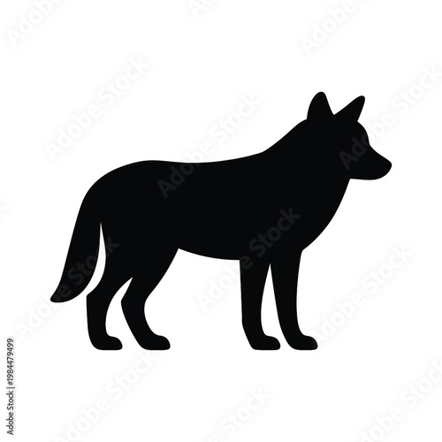 Wolf Silhouette Vector – Wild Canine Animal Side View Illustration