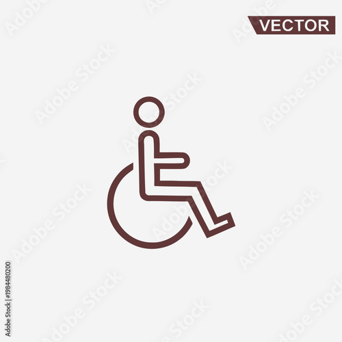 Clean and Modern Minimalist Vector Icon Featuring a Person in a Wheelchair, Illustrating Accessibility, Disability Support, and Inclusive Mobility Services