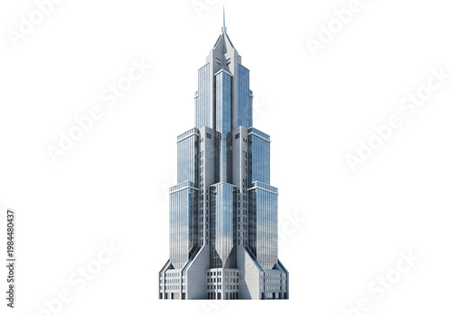 Modern Skyscraper Tower with Glass Facade and Towering Height