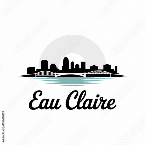 Eau Claire Skyline Silhouette — A Scenic River City in Wisconsin Vector Illustration