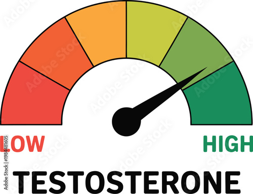 Low testosterone vector cartoon illustration showing male hormone deficiency concept with tired character design