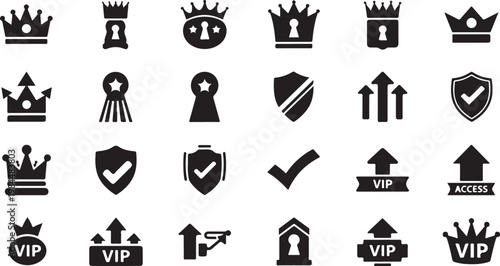 Collection of luxury and premium status symbols icons