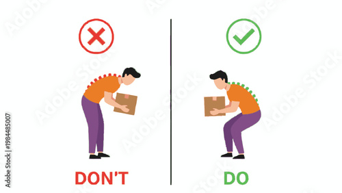 Proper lifting technique comparison for ergonomic safety
