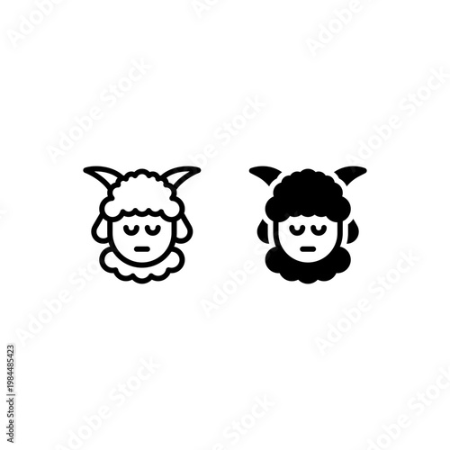 silent emoticon sheep icon and illustration