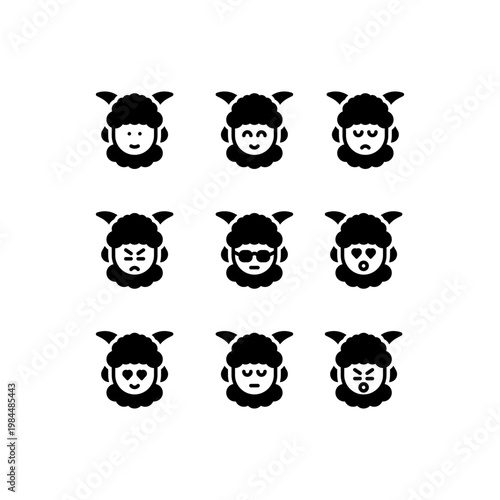Glyph expressions emoticon sheep icon and illustration