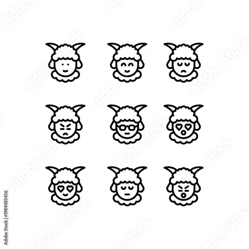 expressions emoticon sheep outline icon and illustration