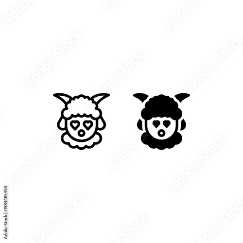 in love surprised emoticon sheep icon and illustration