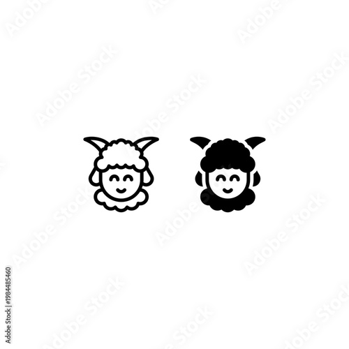 smile emoticon sheep icon and illustration