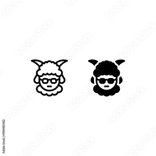 cool emoticon sheep icon and illustration