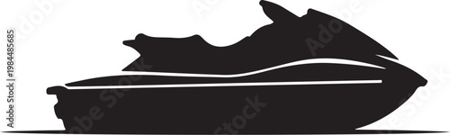 Jet ski silhouette, water sports icon, black vector graphic, recreational vehicle