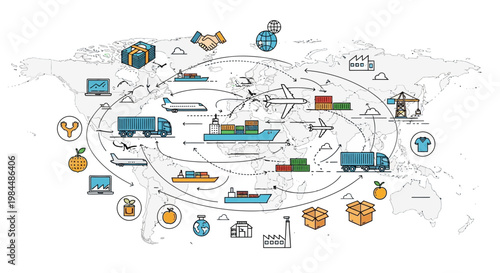 Global Logistics Network: Supply Chain, Shipping, and Distribution Map