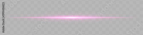 Abstract horizontal glowing light line with soft particles and subtle energy trail, isolated on transparent background for visual effects and overlay design use