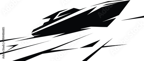 Speed Boat Illustration on Transparent Backdrop for Graphic Overlays